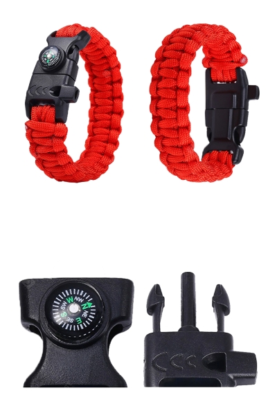 Grand Wolf GWFPBK - 4 Fonksiyonlu Kırmızı Paracord Bileklik