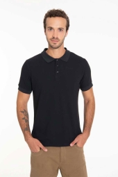 2AS Erkek Aluna Siyah Polo Yaka T-Shirt