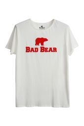 Bad Bear 19.01.07.002 - TEE Erkek Kırık Beyaz/Kırmızı Tişört