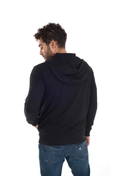 Grand Wolf Basic Siyah Kapüşonlu Fermuarlı Sweatshirt