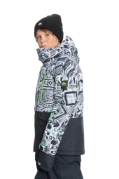 Quiksilver Misson Printed Block Çocuk Yeşil Snowboard Montu