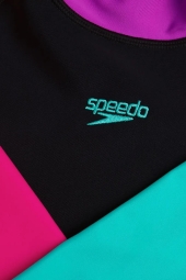 Speedo Long Sleeved  Siyah Pembe Kız Çocuk Yüzücü  Mayosu